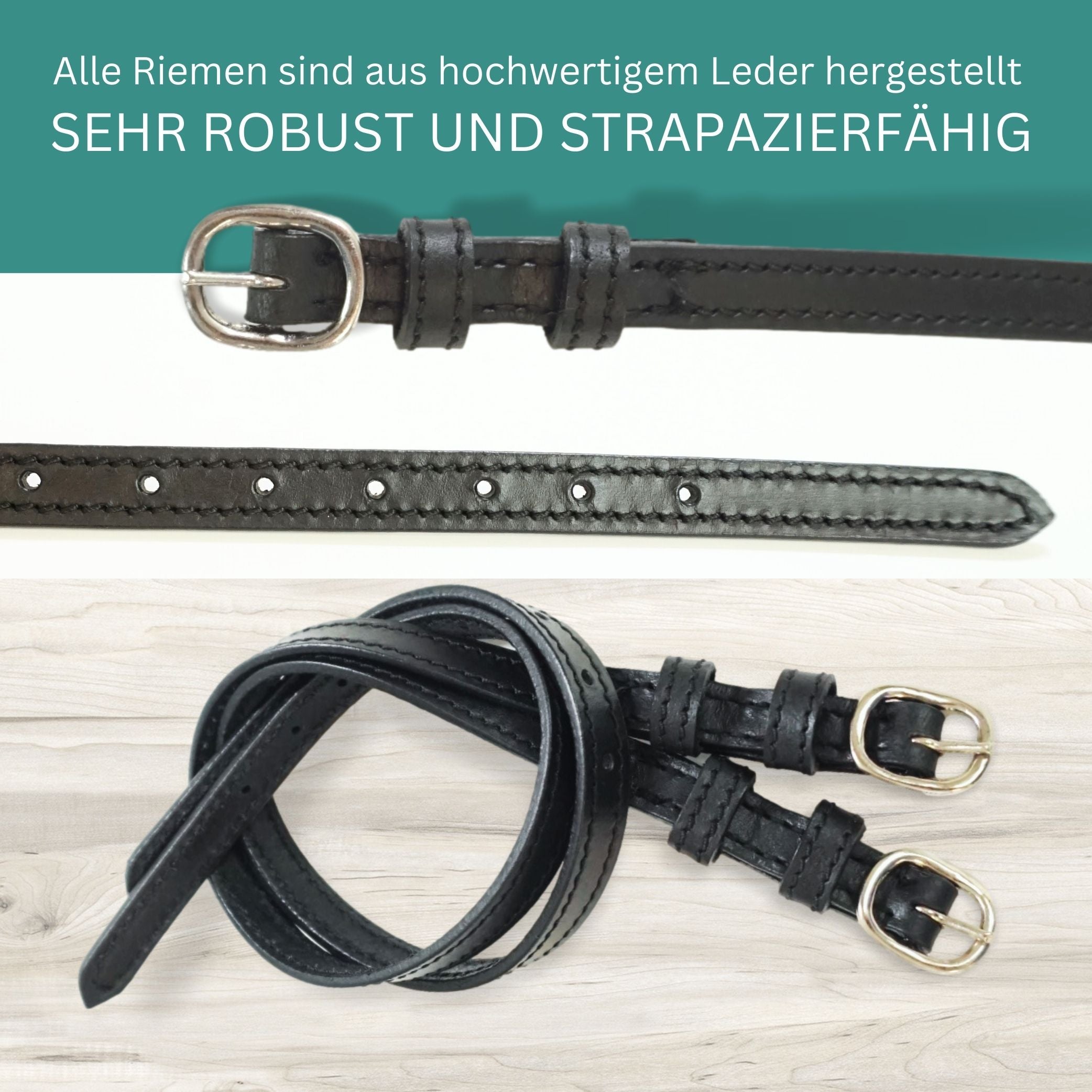 Sporenriemen aus Leder 2 Stück, größenverstellbar